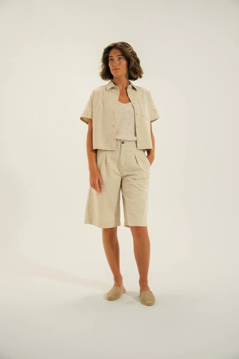 Bermuda élastiqué dos rayé en lin BRESIL - Image 2