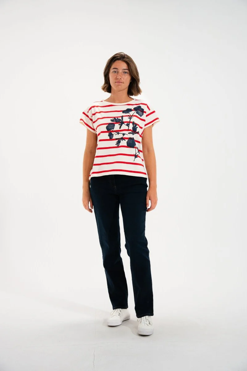 Tshirt marinière avec broderie et sérigraphie MIKA - Image 3