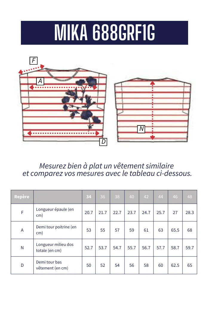 Tshirt marinière avec broderie et sérigraphie MIKA - Image 6