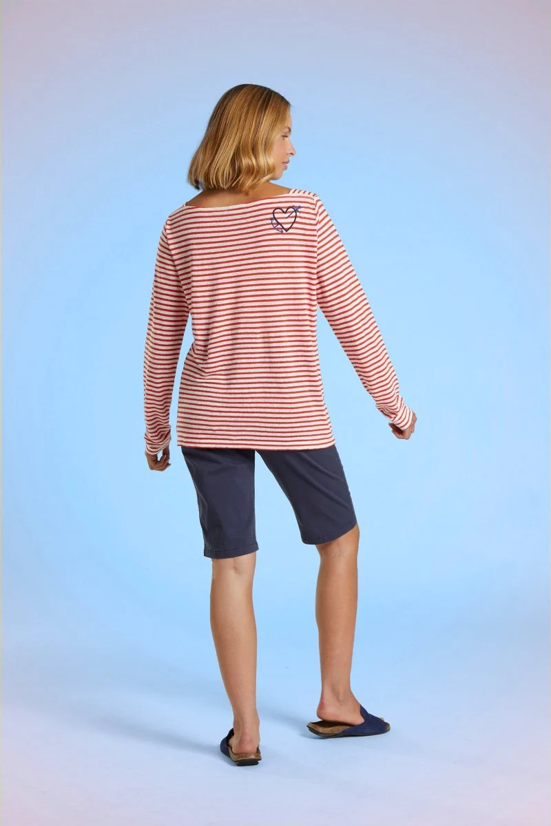 Tshirt rayé en lin broderie épaule MOUSSE - Image 3
