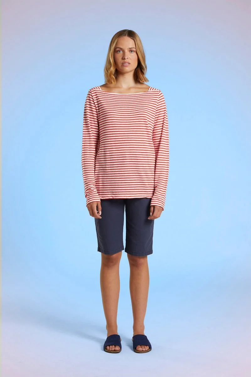 Tshirt rayé en lin broderie épaule MOUSSE - Image 4