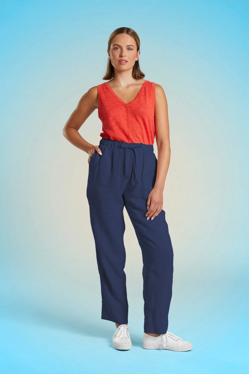 Pantalon en lin taille élastiquée PAROS