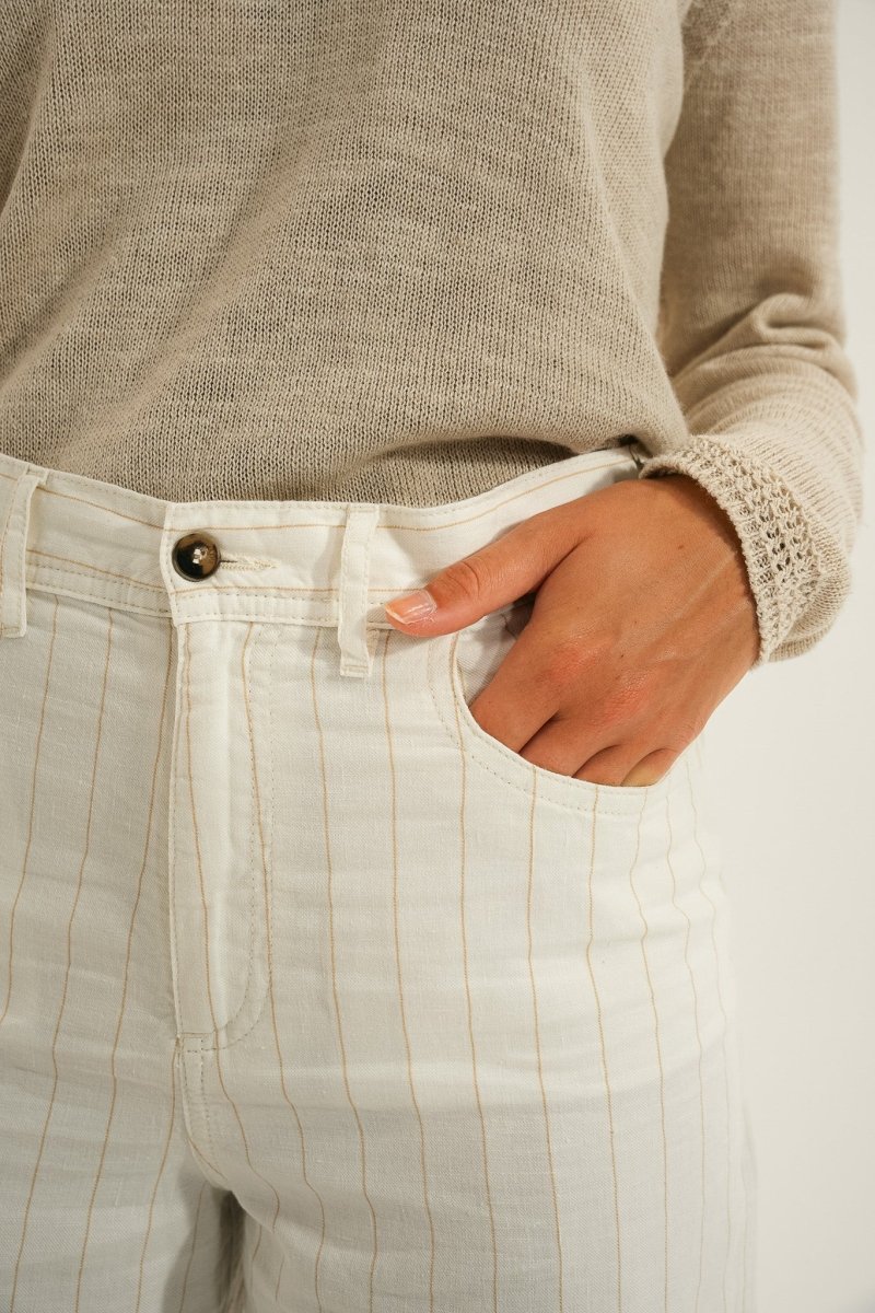 Pantalon en lin rayé PIANA - Image 5