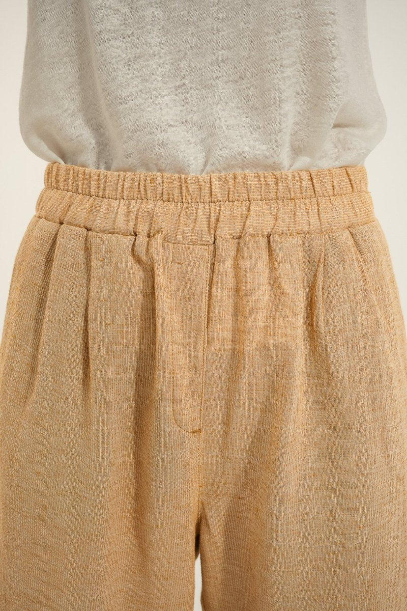 Pantalon élastiqué large en coton et lin PLOVAN - Image 4