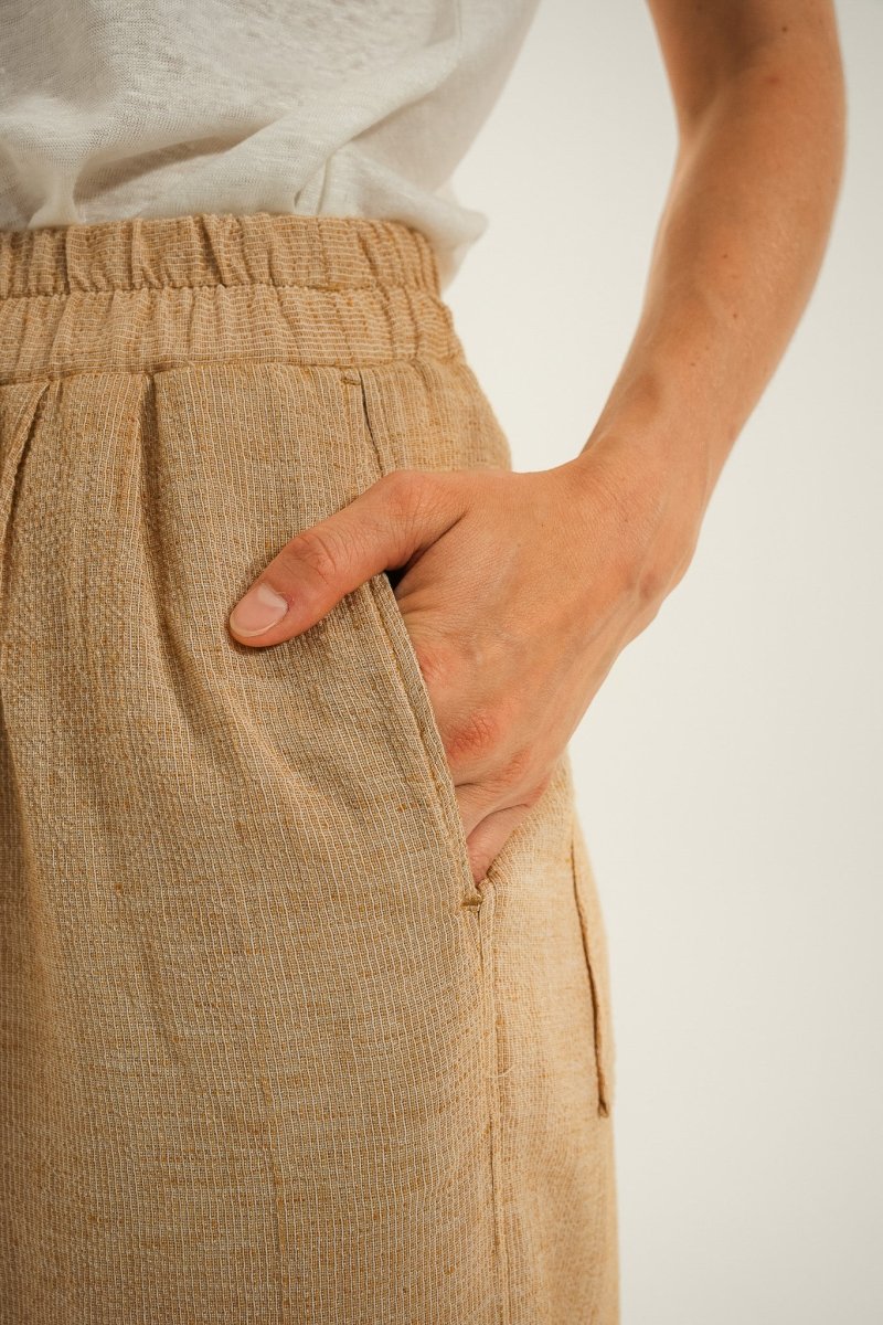 Pantalon élastiqué large en coton et lin PLOVAN - Image 5