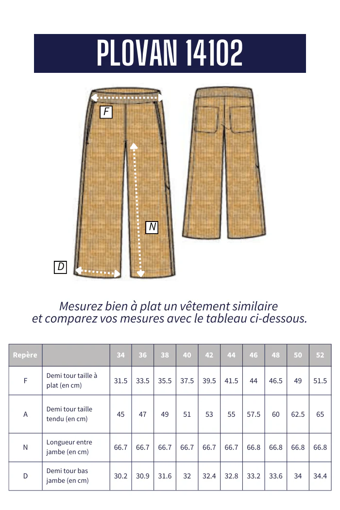 Pantalon élastiqué large en coton et lin PLOVAN - Image 6